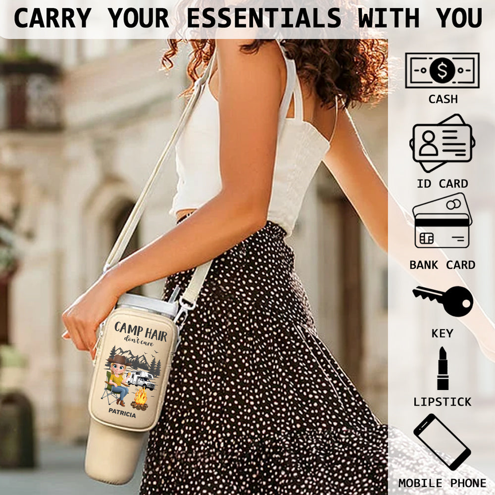 Camp Hair Do Not Care - Personalized Water Bottle Carrier Bag