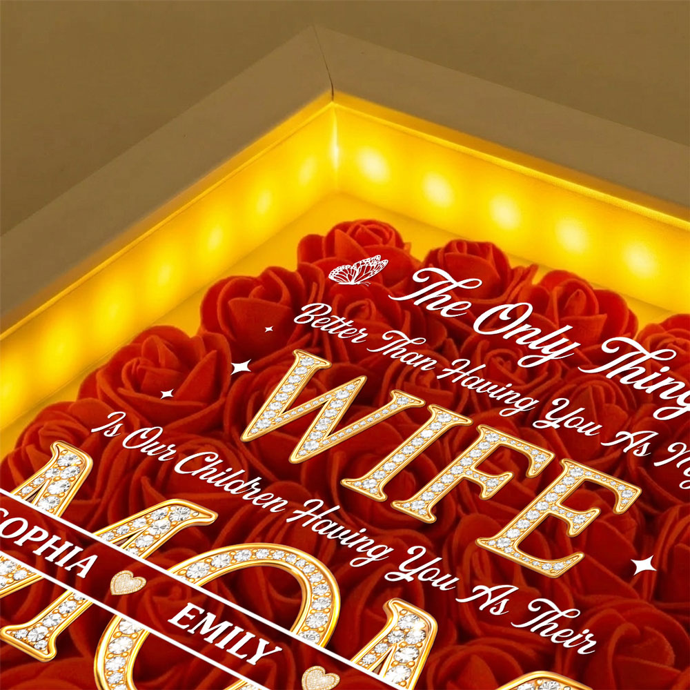 Having You As My Wife - Personalized Flower Shadow Box With LED Light