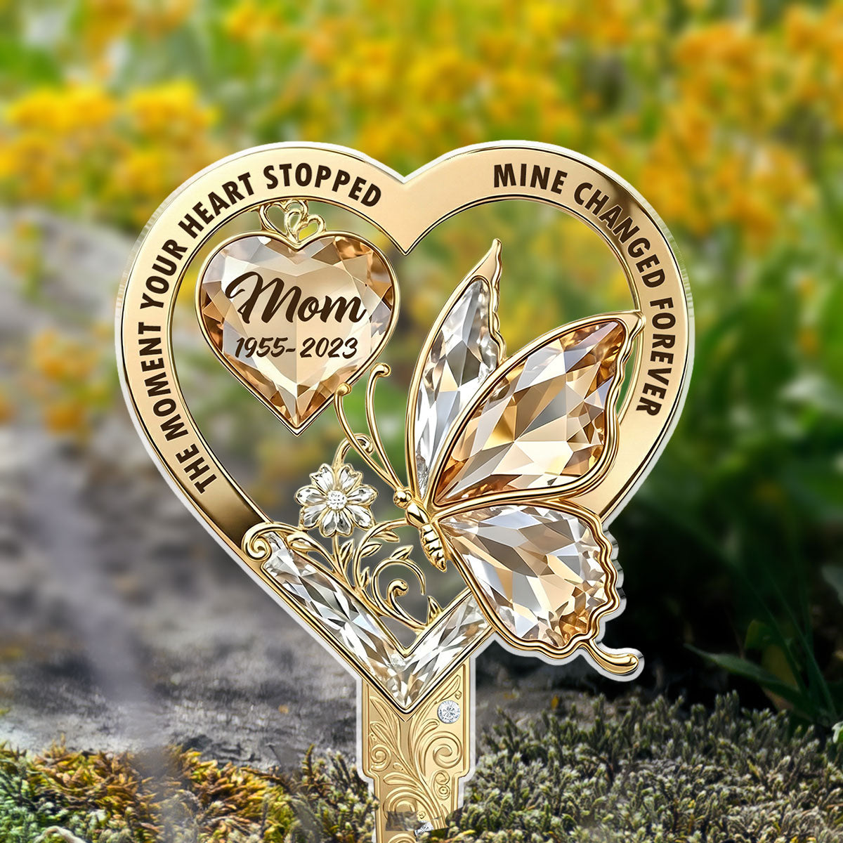 The Moment My Heart Changed Forever - Personalized Acrylic Garden Stake