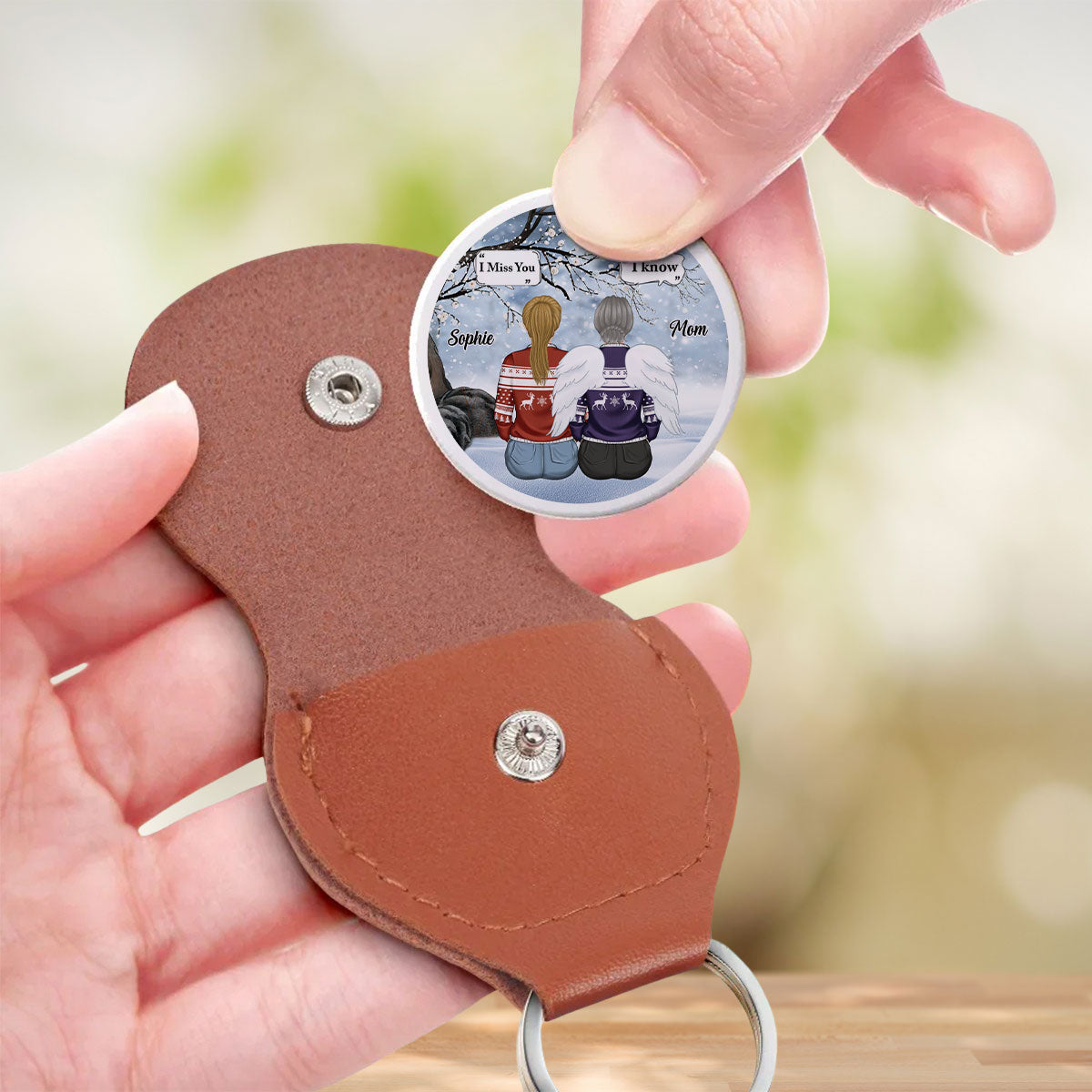 Custom Memorial Coin Keychain, Sympathy Keepsake • I Know You Miss Me - Personalized Pocket Hug