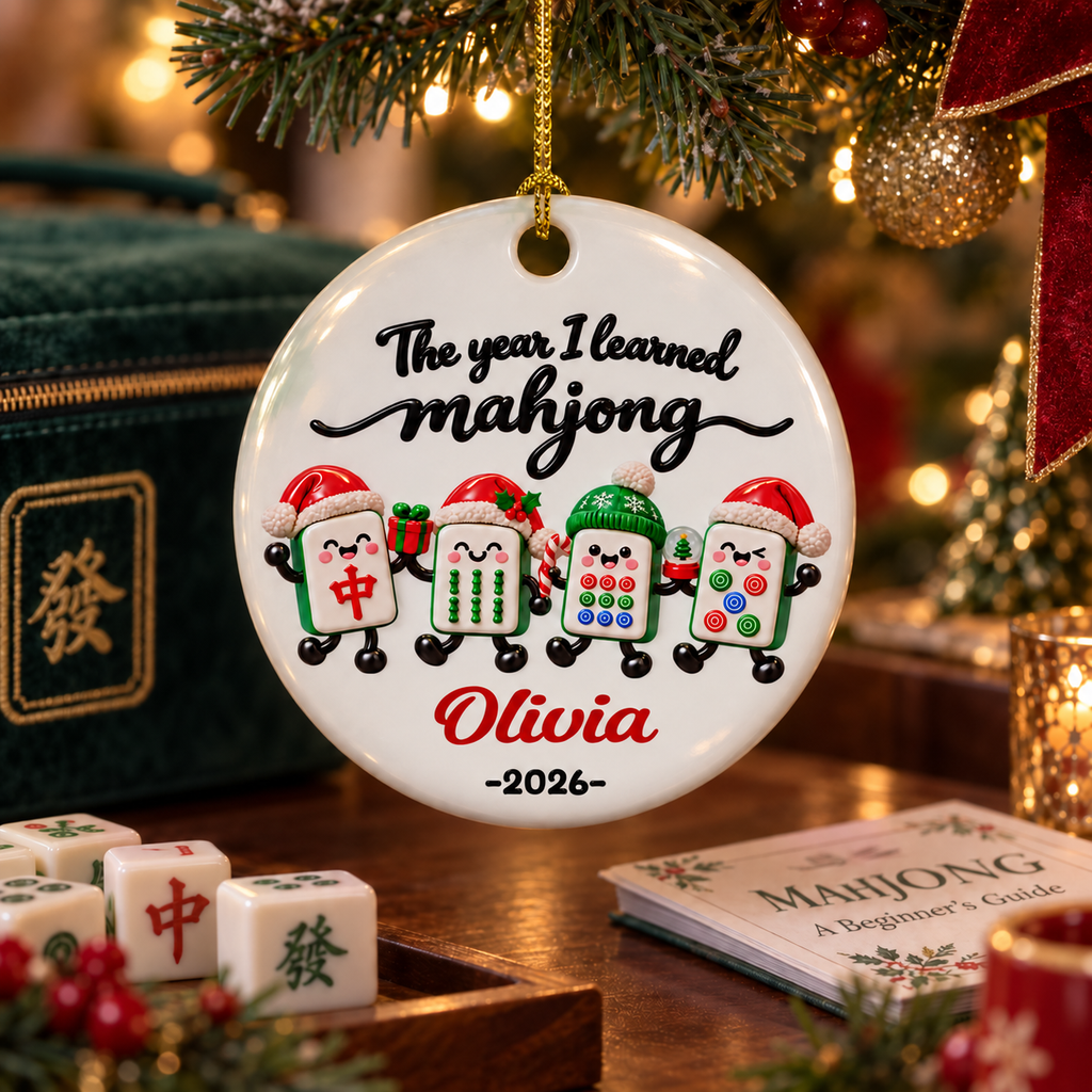 Custom Friendship Christmas Ornament, Best Friend Gift •  A Year Full Of Mahjong - Personalized Ceramic Ornament