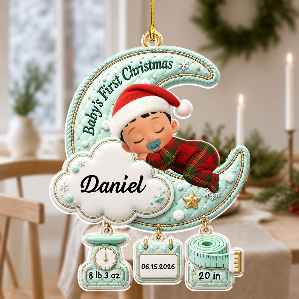 Custom Baby First Christmas Ornament for New Parents •  First Christmas Memories - Personalized Acrylic Ornament