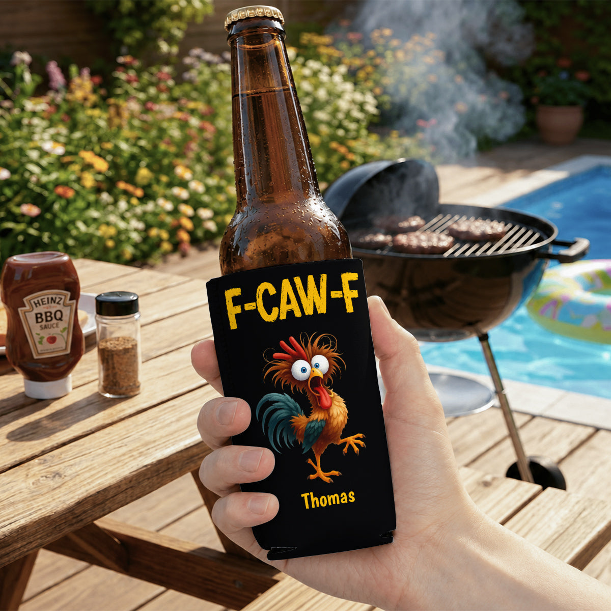 FCAWF Chicken Humor - Personalized Skinny Can Cooler