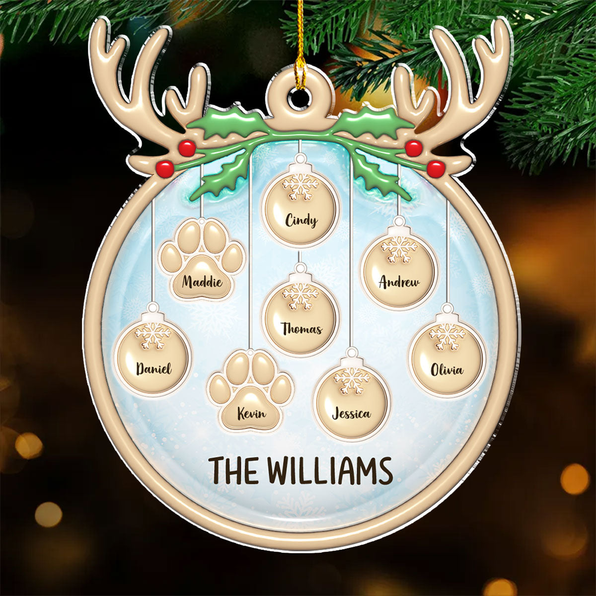 Custom Family Ornament, Christmas Gift for Family Members •  Family Charm - Personalized 3D Inflated Effect Acrylic Ornament