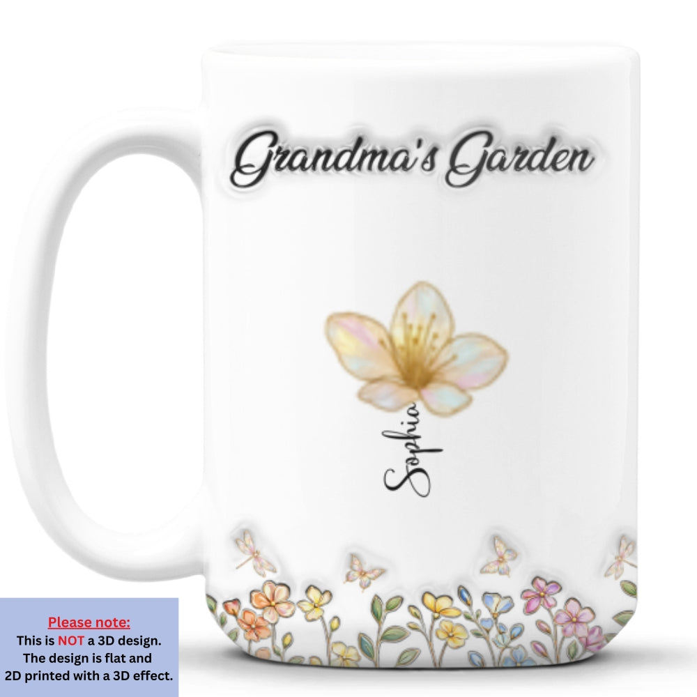 Custom Christmas & Birthday Gift For Grandma • Lovely Grandma Garden - Personalized 3D Inflated Effect Mug
