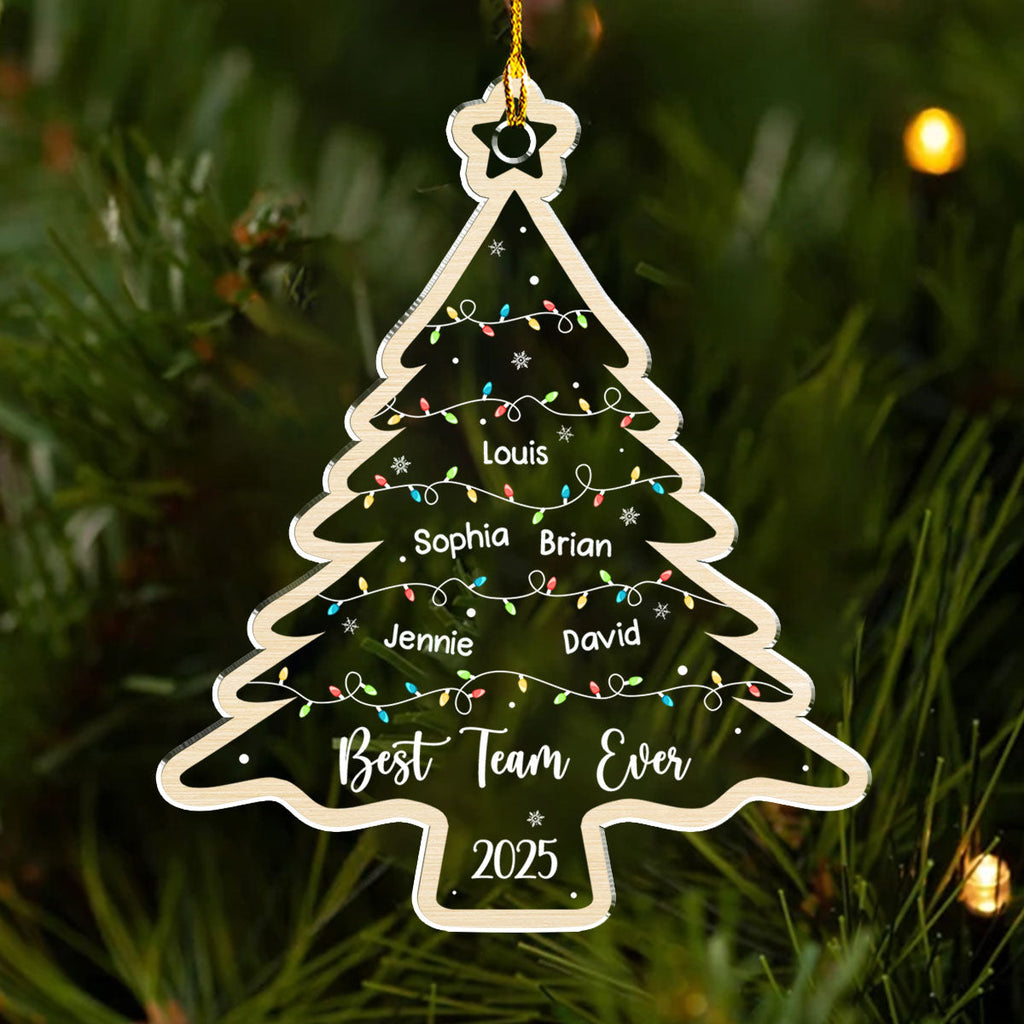 Custom Coworker Christmas Ornament, Team Appreciation Gift •  The Christmas Crew - Personalized Acrylic Ornament