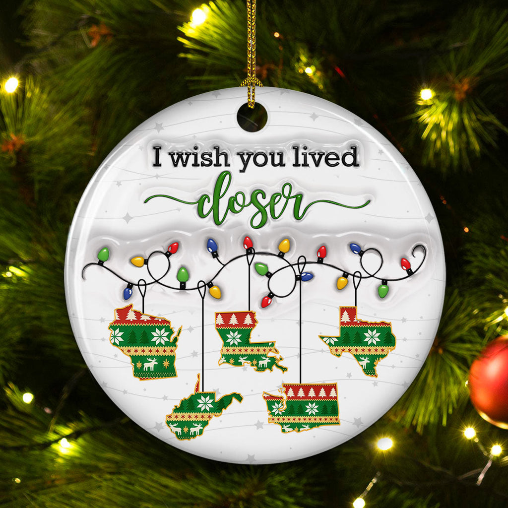Custom Family Ornament, Christmas Gift for Family Members •  So Far From Me - Personalized 3D Inflated Effect Ceramic Ornament