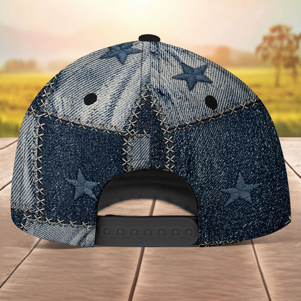 First Dad Now Papa American Flag - Personalized Classic Cap