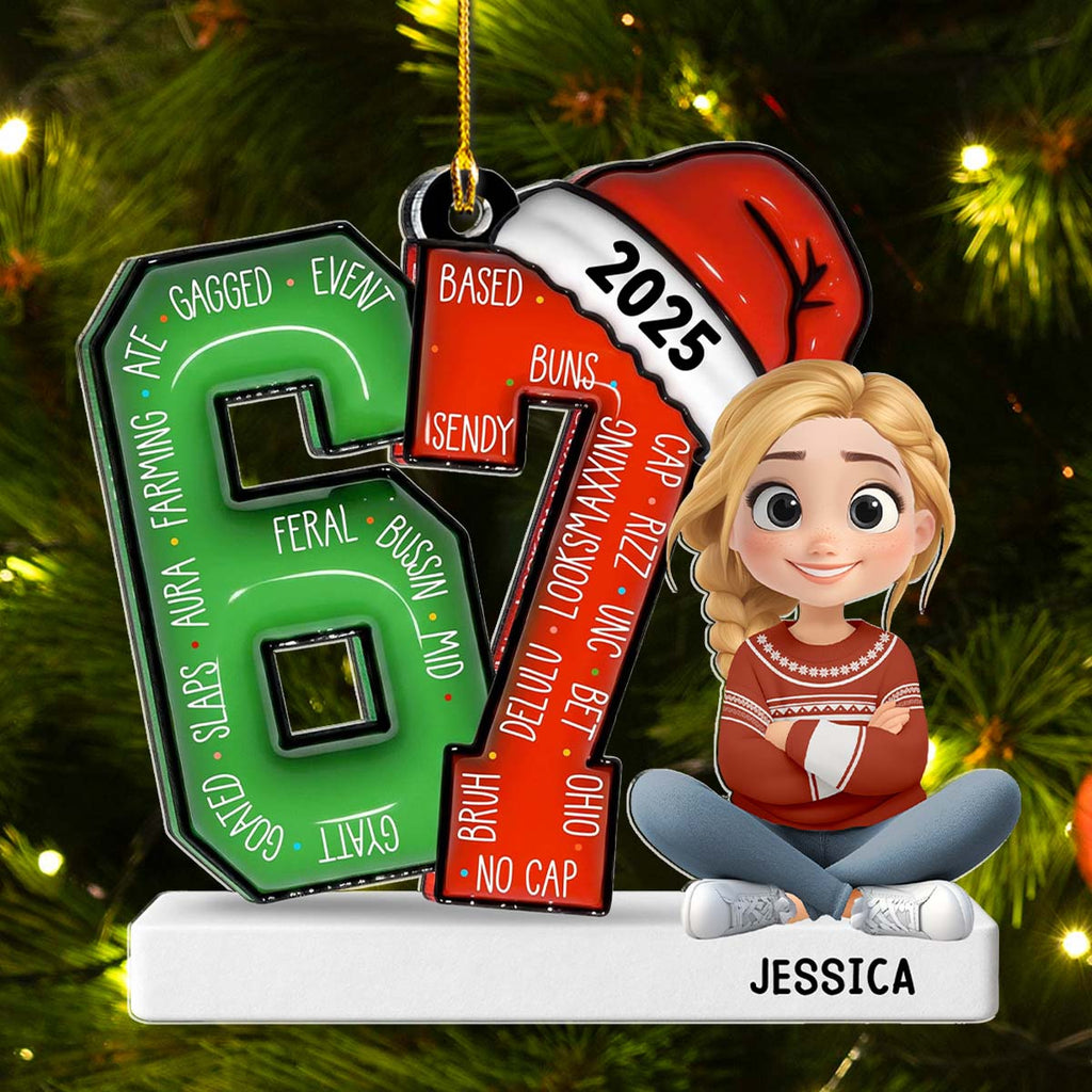 Custom Family Ornament, Christmas Gift for Family Members •  Alpha Six Seven Slang - Personalized Acrylic Ornament