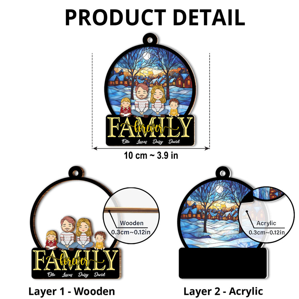 Custom Family Ornament, Christmas Gift for Family Members •  Family Forever - Personalized Suncatcher Ornament