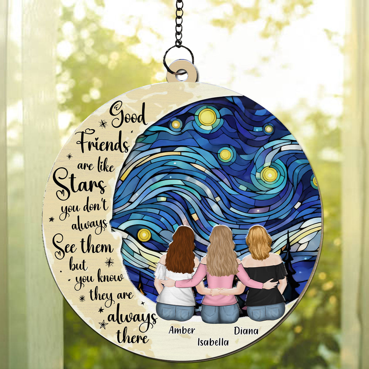 Custom Best Friend Hanging Decor, Friendship Birthday Gifts • Friends Like Stars - Personalized Suncatcher