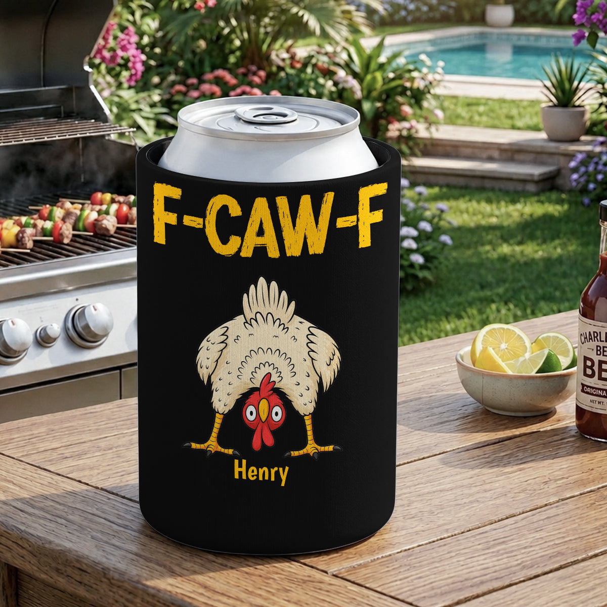 FCAWF Chicken Humor - Personalized Skinny Can Cooler