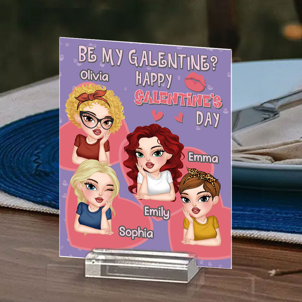 Custom Friendship Decor, Christmas Birthday Gifts For Best Friend • Galentine For My Bestie - Personalized Acrylic Plaque With Base