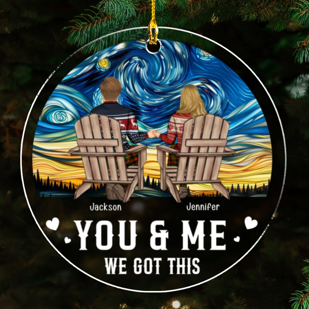 Custom Couple Christmas Ornament, Anniversary Gift •  First Kiss Last Breath - Personalized Acrylic Ornament