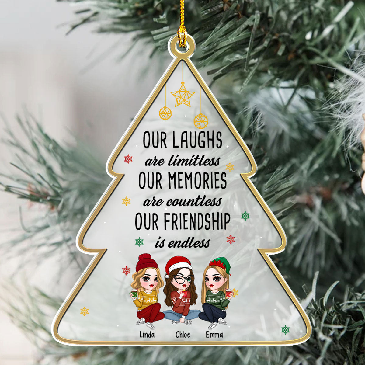 Custom Friendship Christmas Ornament, Best Friend Gift •  Not Just Friends - Personalized Acrylic Ornament