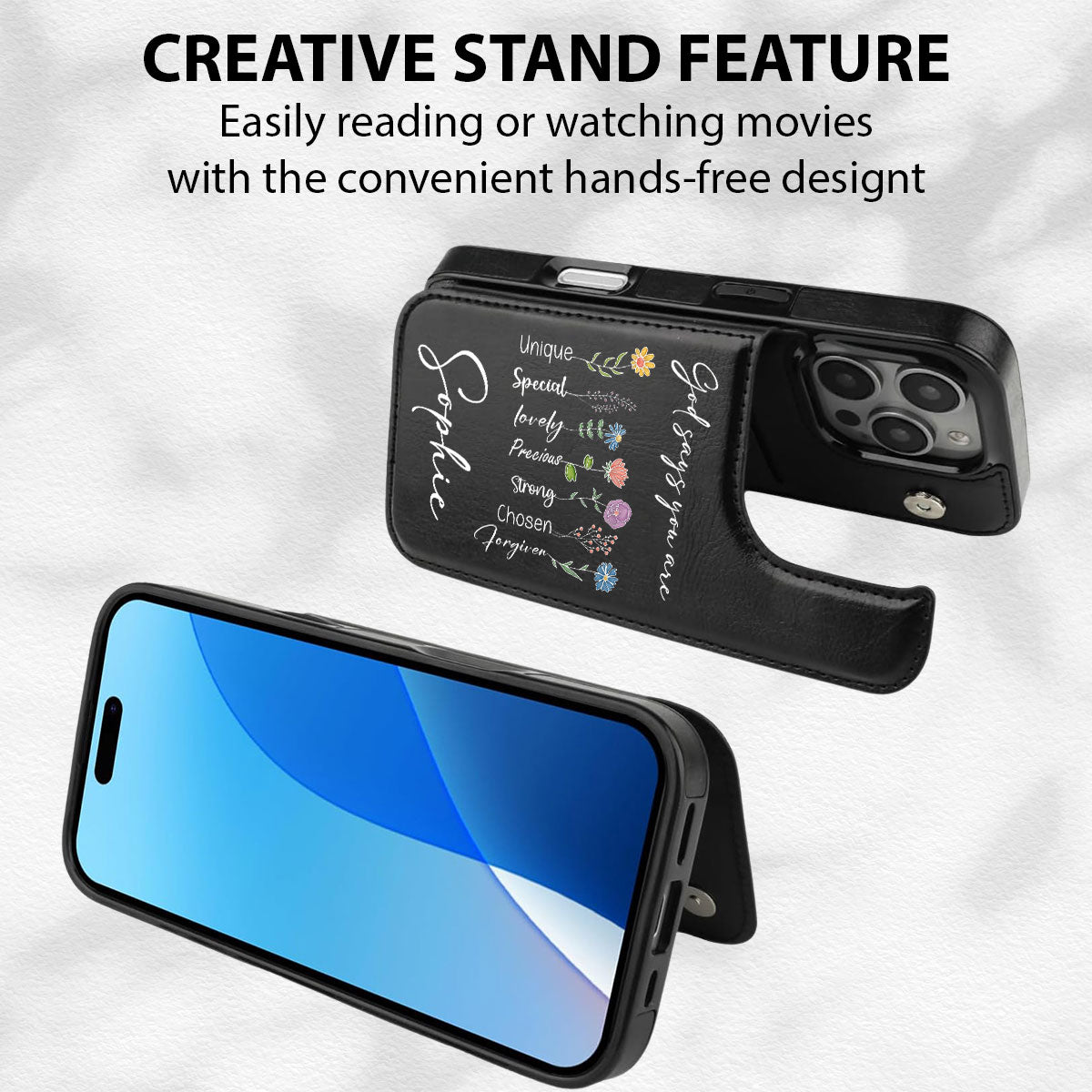 God Says You Are - Personalized Leather Phone Case