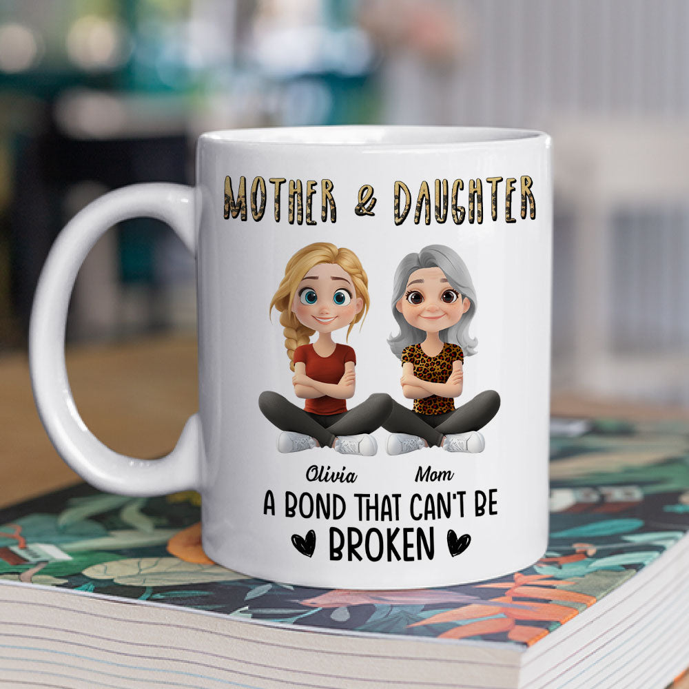 Custom Christmas & Birthday Gift for Daughter • A Bond That Can't Be Broken Cartoon - Personalized Coffee Mug