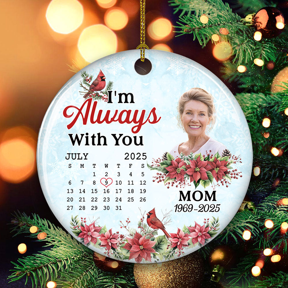 Custom Photo Memorial Christmas Ornament, Sympathy Keepsake • A Day To Remember - Personalized Ceramic Ornament