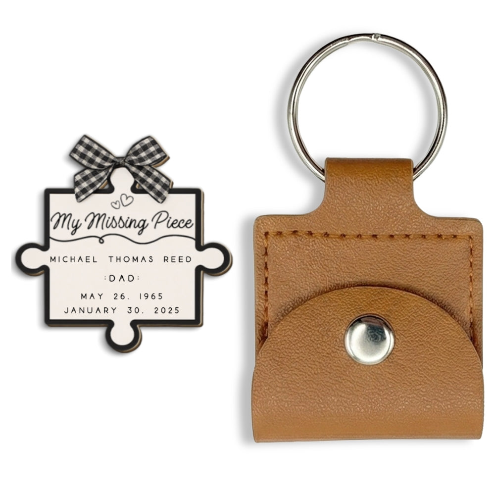 Custom Memorial Coin Keychain, Sympathy Keepsake • You Complete Me From Heaven - Personalized Wooden Pocket Hug