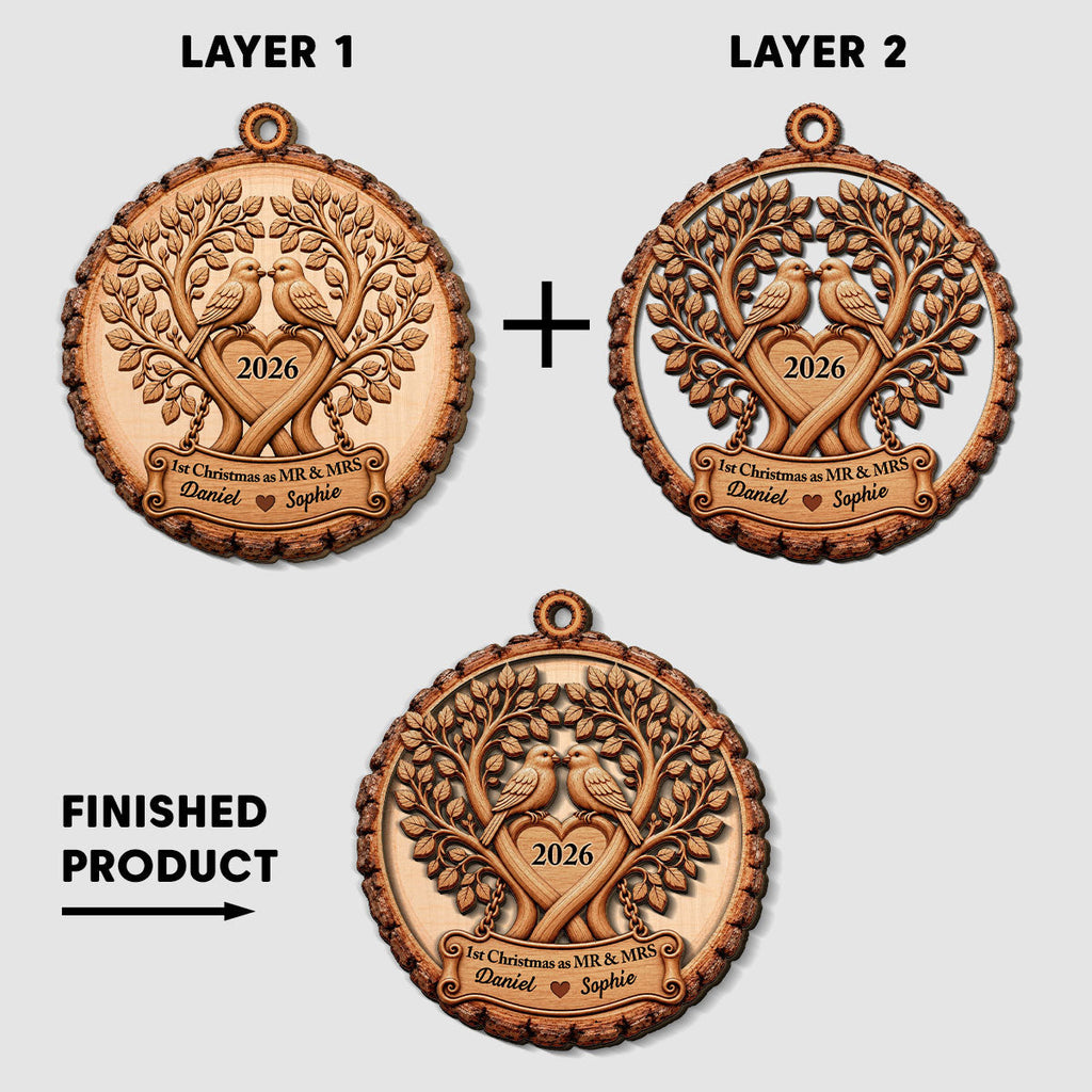 First Christmas As A Couple - Personalized 2-Layered Wood Ornament