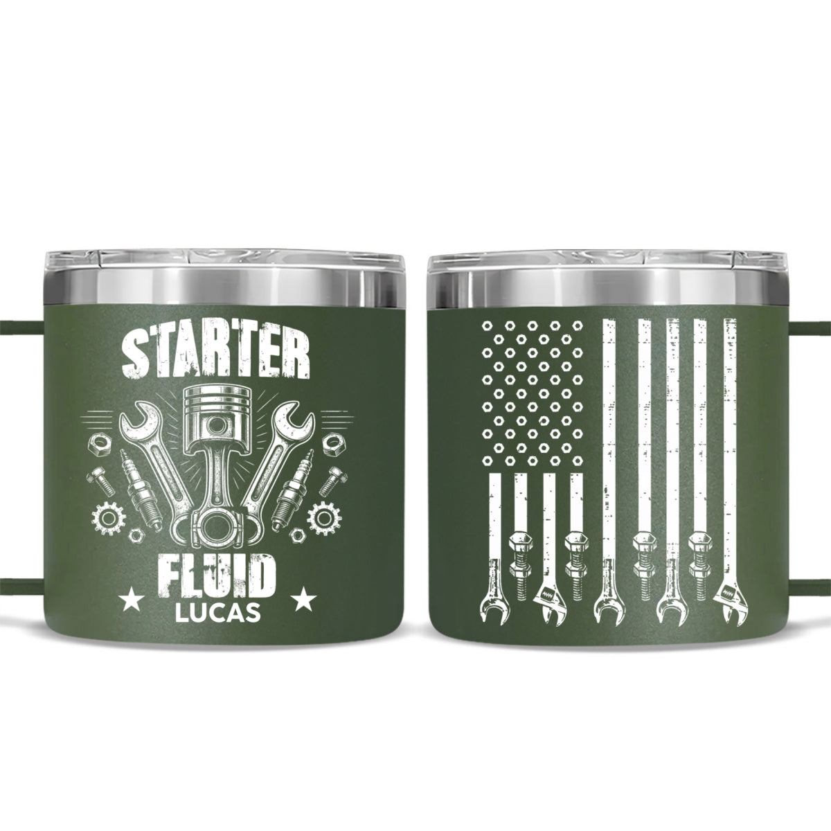 Custom Christmas Birthday Gifts For Dad • Legendary Wrench Master - Personalized 14oz Stainless Steel Tumbler With Handle