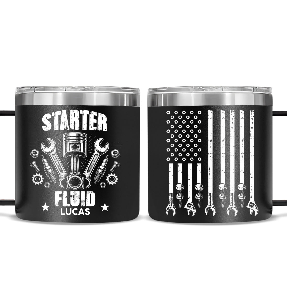 Custom Christmas Birthday Gifts For Dad • Legendary Wrench Master - Personalized 14oz Stainless Steel Tumbler With Handle
