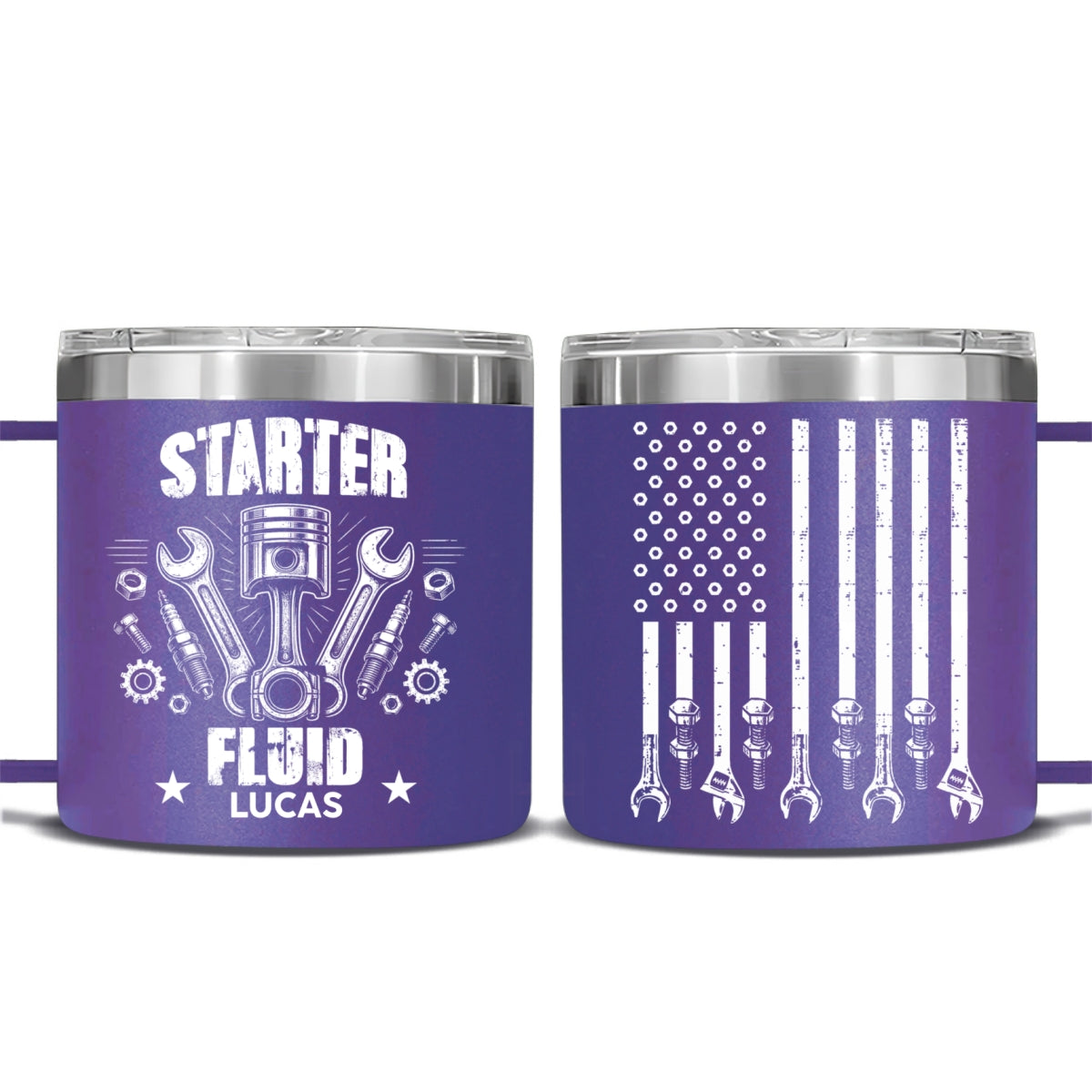 Custom Christmas Birthday Gifts For Dad • Legendary Wrench Master - Personalized 14oz Stainless Steel Tumbler With Handle