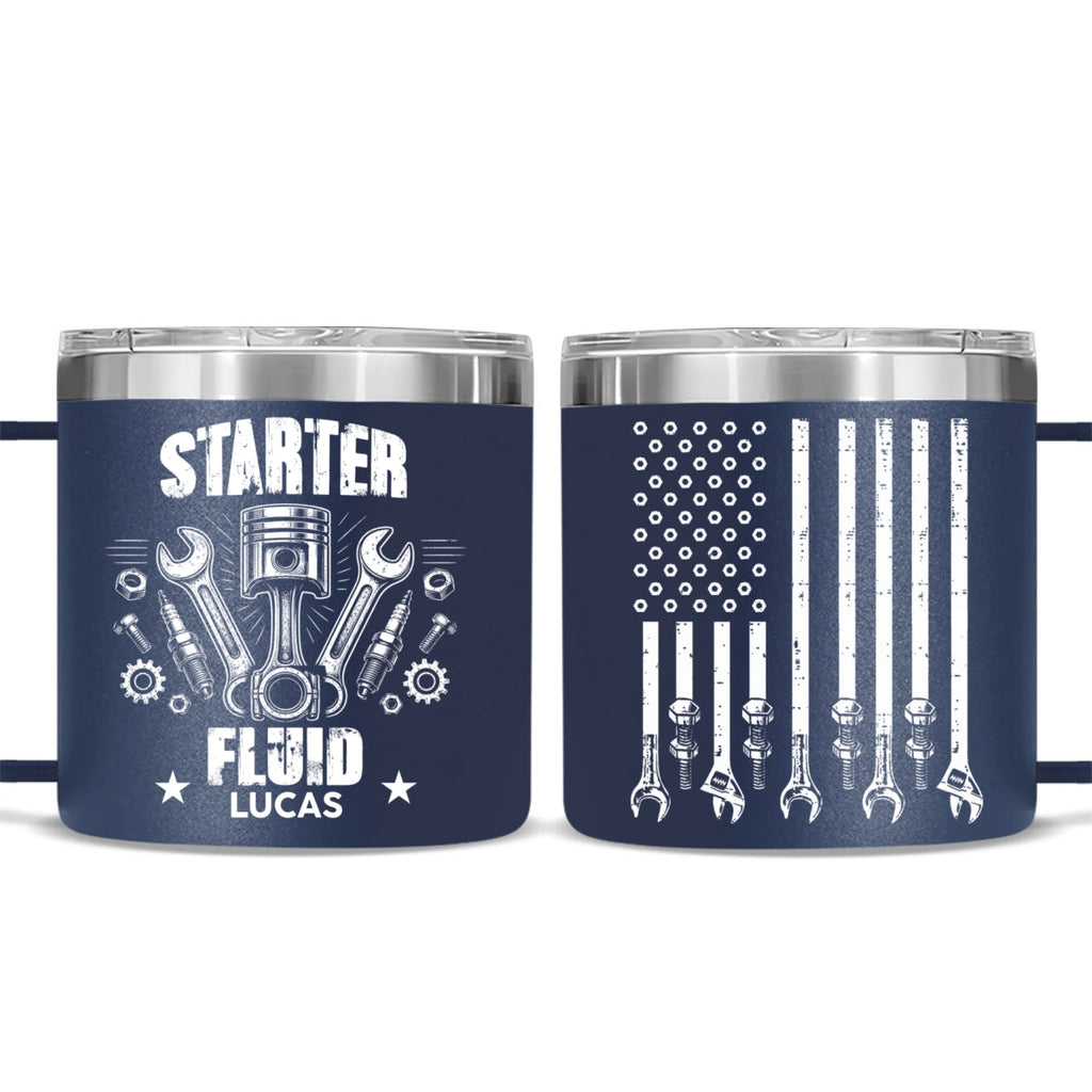 Custom Christmas Birthday Gifts For Dad • Legendary Wrench Master - Personalized 14oz Stainless Steel Tumbler With Handle