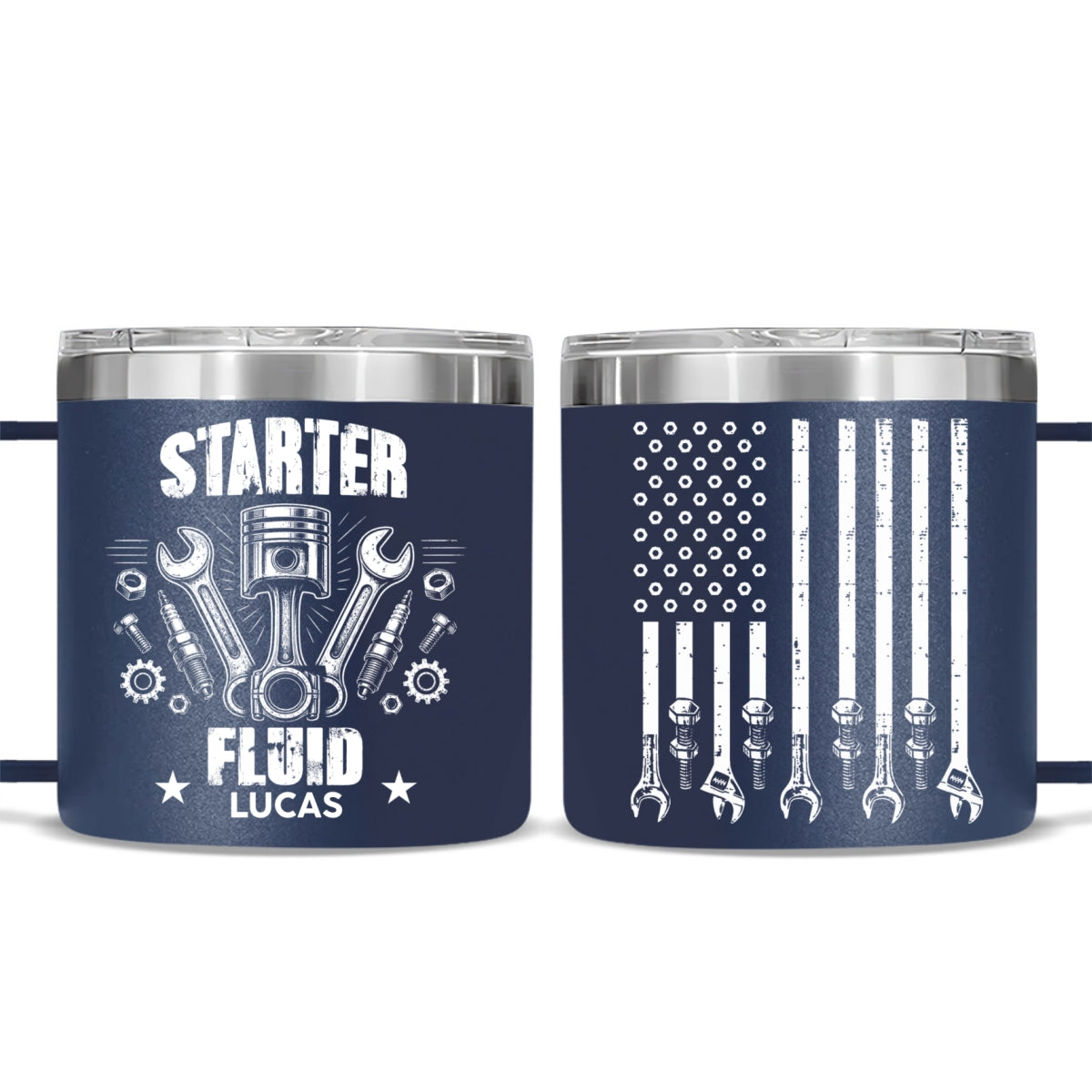 Custom Christmas Birthday Gifts For Dad • Legendary Wrench Master - Personalized 14oz Stainless Steel Tumbler With Handle