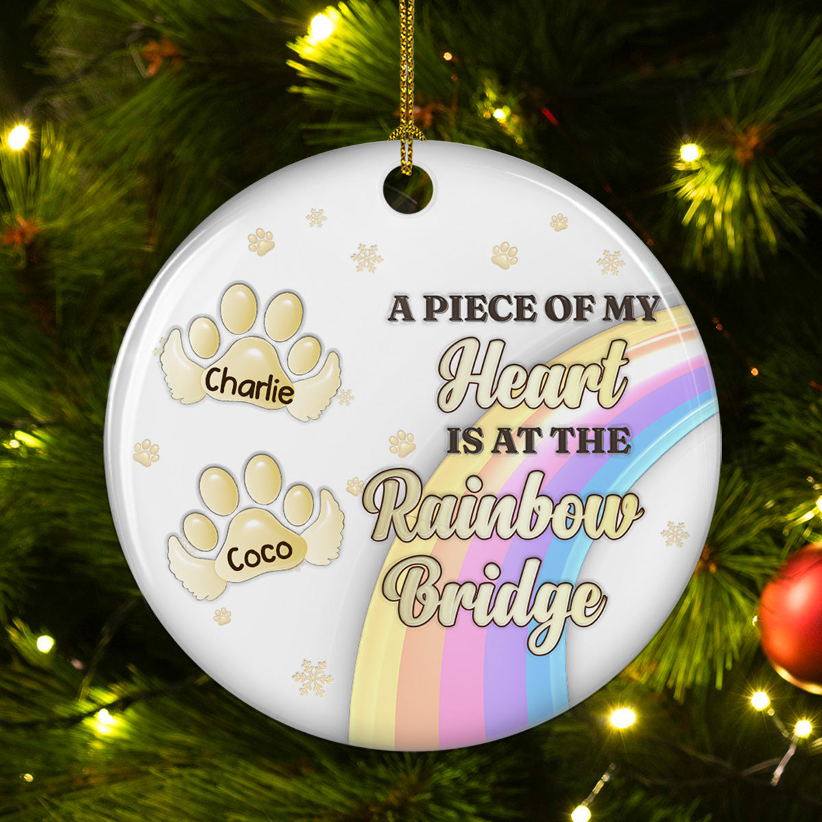 Custom Keepsake Christmas Ornament •  Crossed The Rainbow Bridge - Personalized 3D Inflated Effect Ceramic Ornament