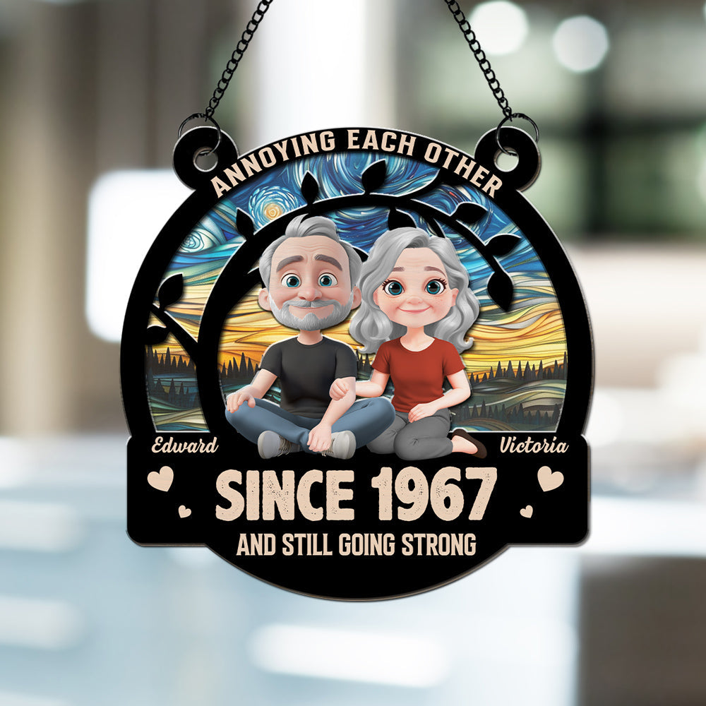 Custom Couple Hanging Decor, Anniversary Valentine's Day Gifts • Long Lasting Love - Personalized Suncatcher