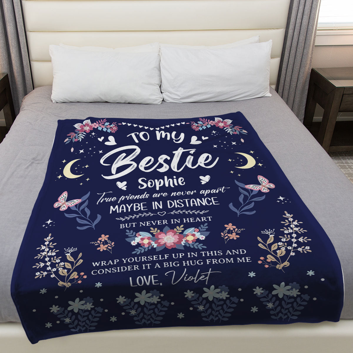 Thinking Of You Far Away - Personalized Fleece Blanket