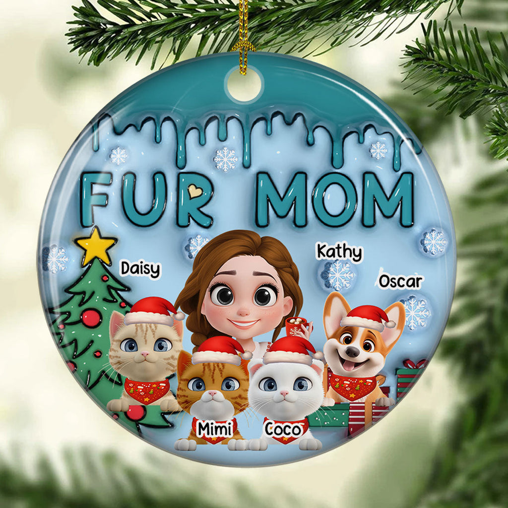 Custom Keepsake Christmas Ornament •  Me And Lovely Pet - Personalized 3D Inflated Effect Ceramic Ornament