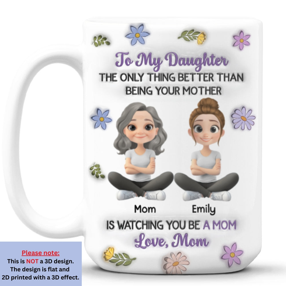 Custom Mother's Day Gift for Daughter • Linked Together Cartoon Version 2 - Personalized 3D Inflated Effect Mug