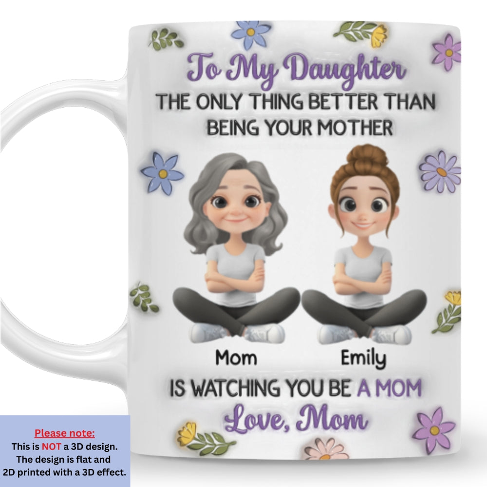 Custom Mother's Day Gift for Daughter • Linked Together Cartoon Version 2 - Personalized 3D Inflated Effect Mug