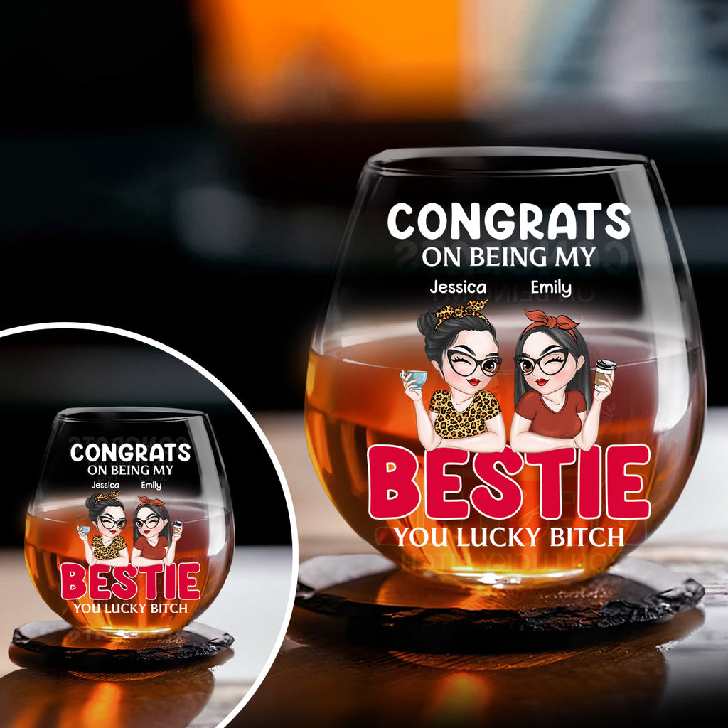Lucky To Have A Friend Like You - Personalized Wine Glass