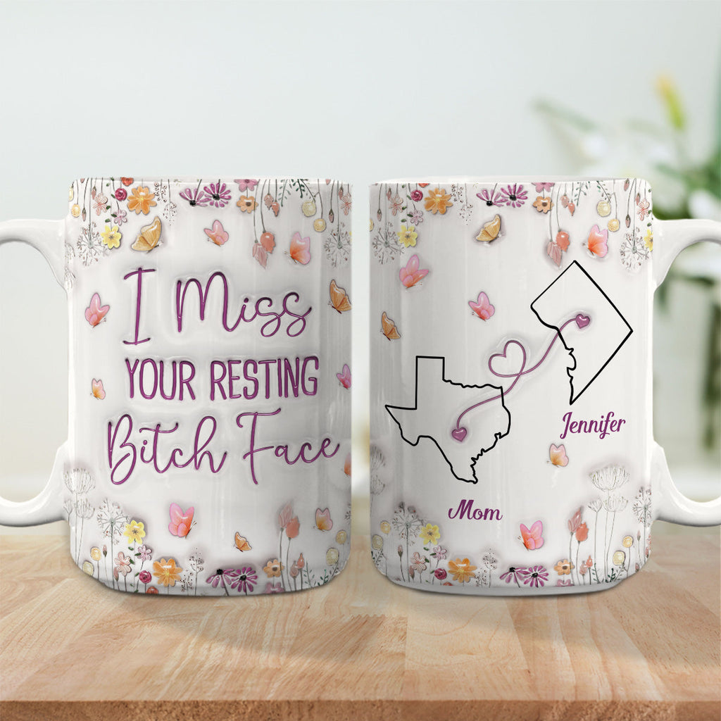 Custom Mother's Day Gift for Mom & Grandma • I Miss Your Resting Face - Personalized 3D Inflated Effect Mug