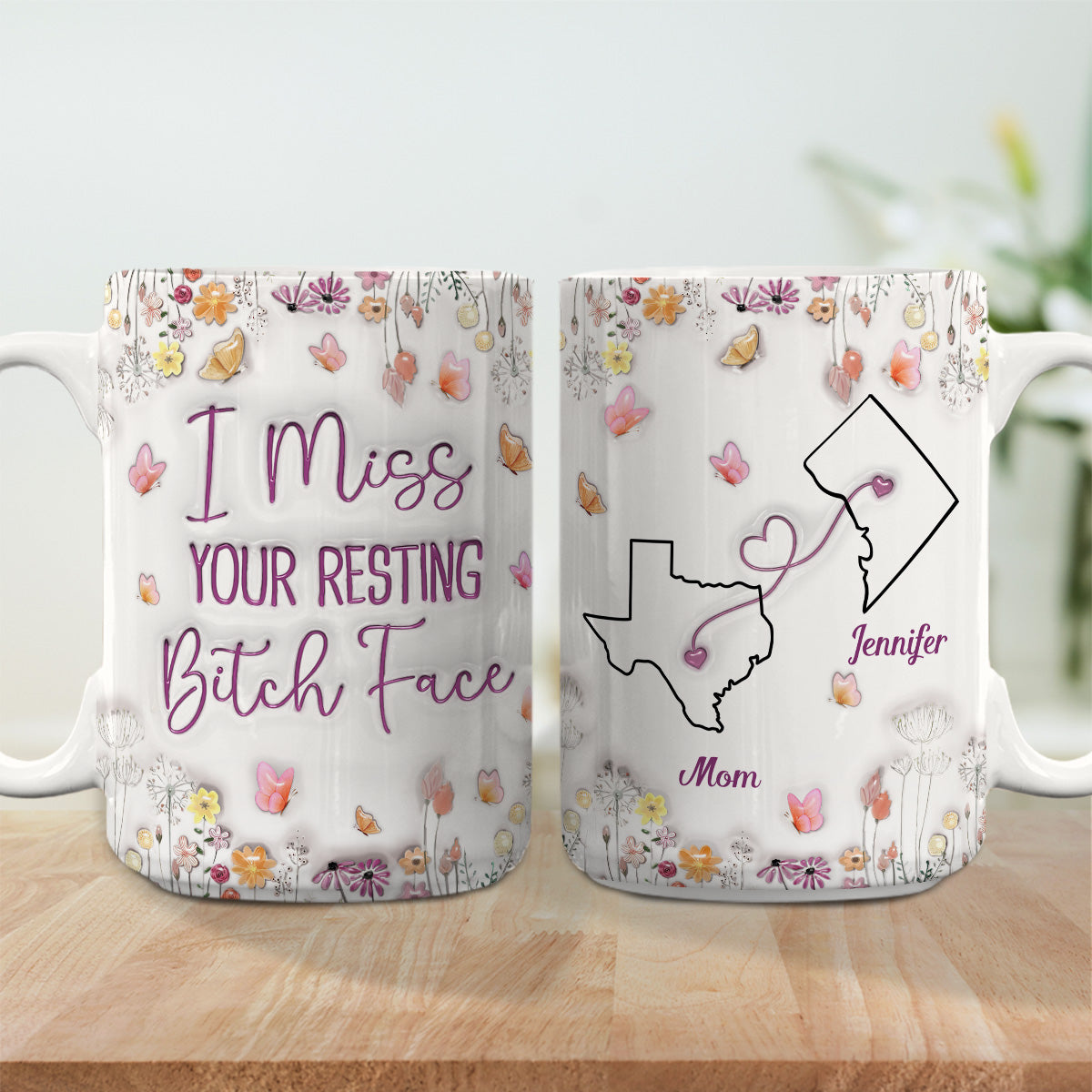 Custom Mother's Day Gift for Mom & Grandma • I Miss Your Resting Face - Personalized 3D Inflated Effect Mug