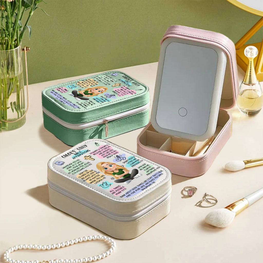Bible Affirmations - Personalized Jewelry Box With LED Mirror
