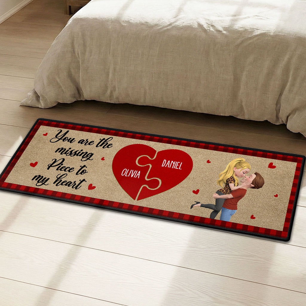 Custom Couple Rug, Anniversary Housewarming Gift For Wife Husband • You Are The Missing Piece - Personalized Runner Rug