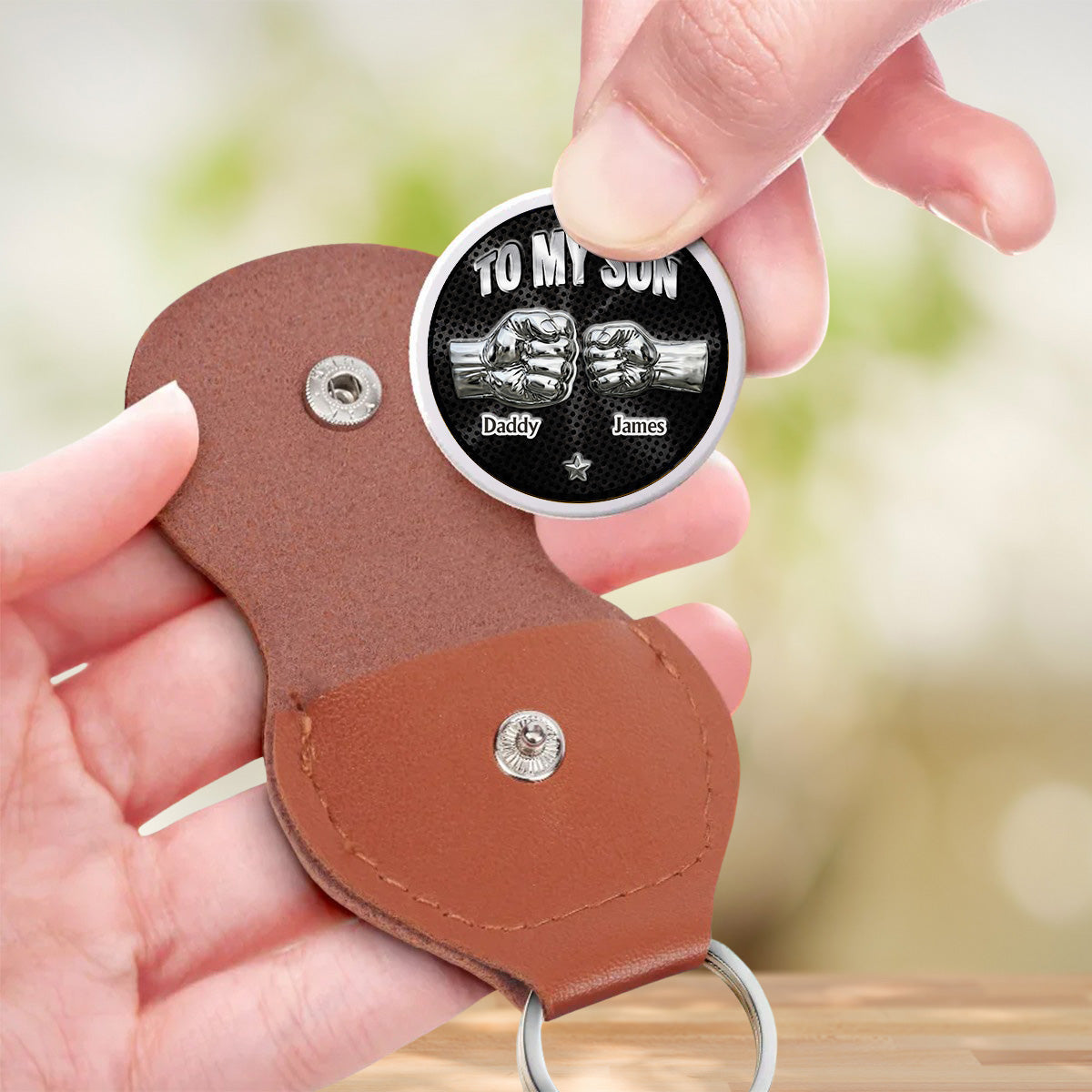 Custom Son Coin Keychain, Father's Day Birthday Gifts • Son I Believe In You - Personalized 3D Printing Pocket Hug