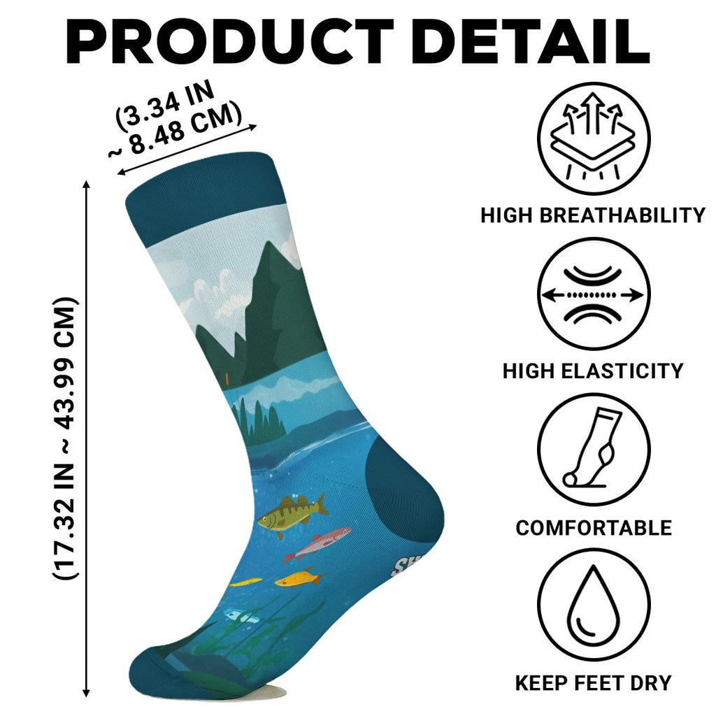 Custom Photo Fishing Lover Gift, Outdoor Footwear For Fishermen • Life Is Better At the Lake - Personalized Crew Socks