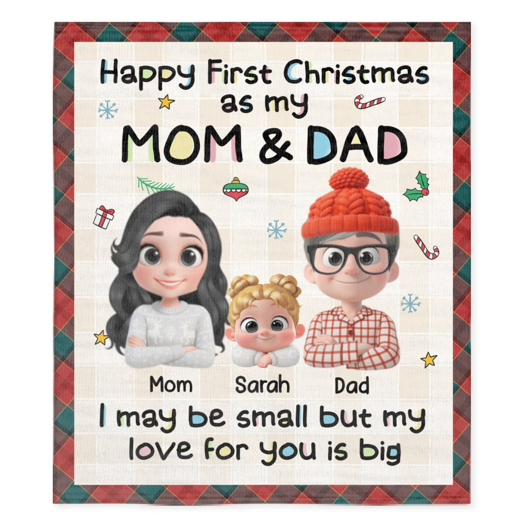 First Christmas With Mom And Dad - Personalized Fleece Blanket