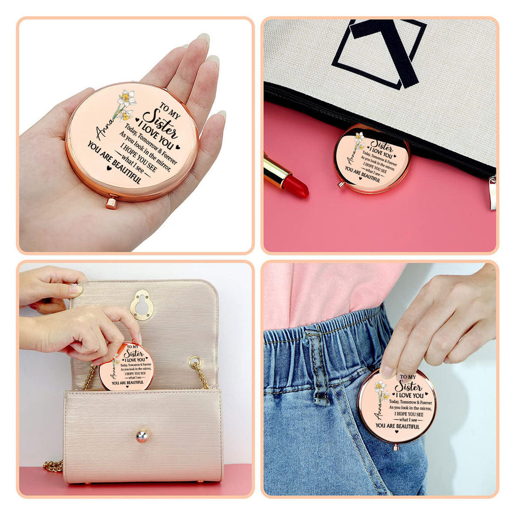 Beautiful Sister Inside And Out - Personalized Compact Mirror