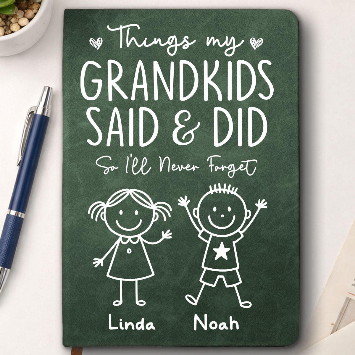 Custom Memory Notebook For Grandma, Grandpa • Things My Grandkids Said - Personalized Leather Journal