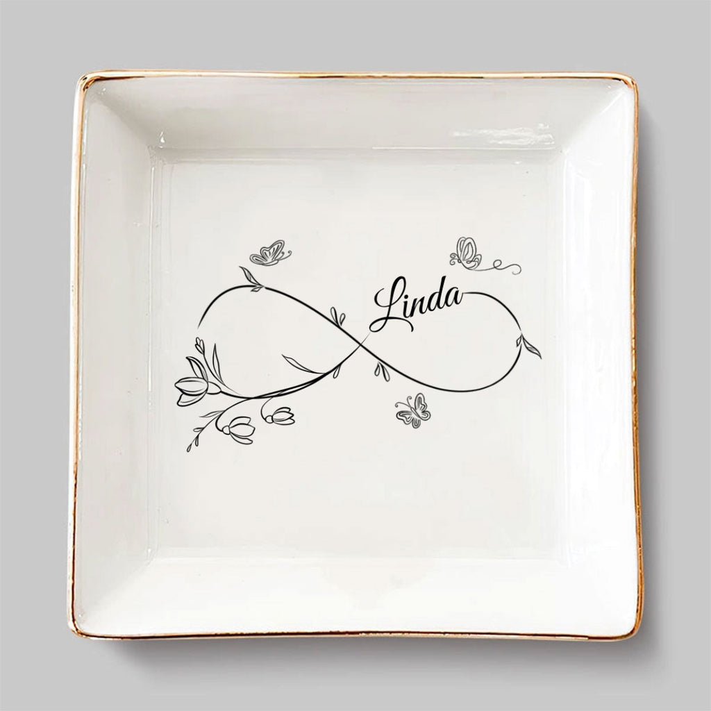 Custom Bestie Trinket Dish, Birthday Christmas Gift For Best Friend • Flowers Need Time To Bloom - Personalized Jewelry Dish