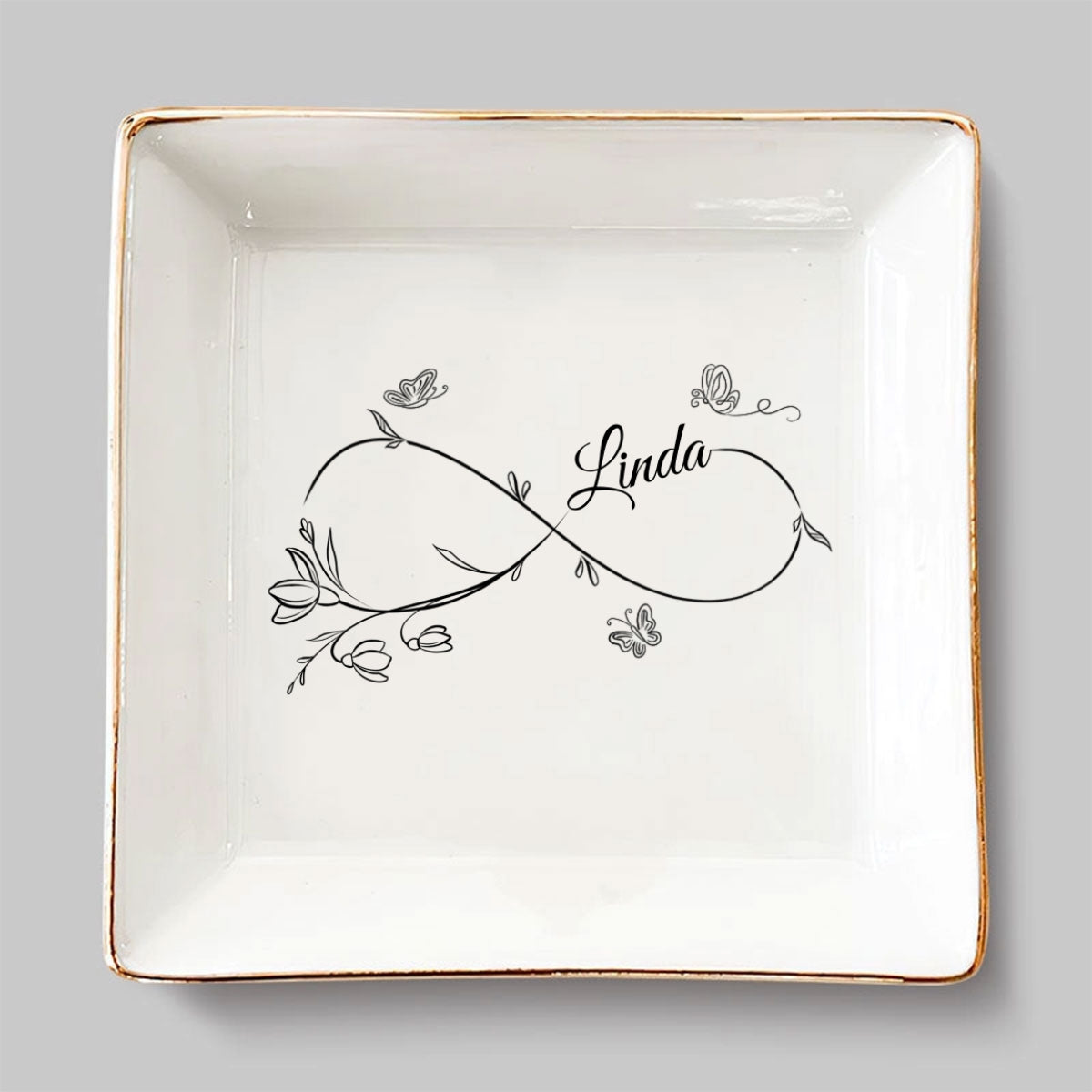 Custom Bestie Trinket Dish, Birthday Christmas Gift For Best Friend • Flowers Need Time To Bloom - Personalized Jewelry Dish