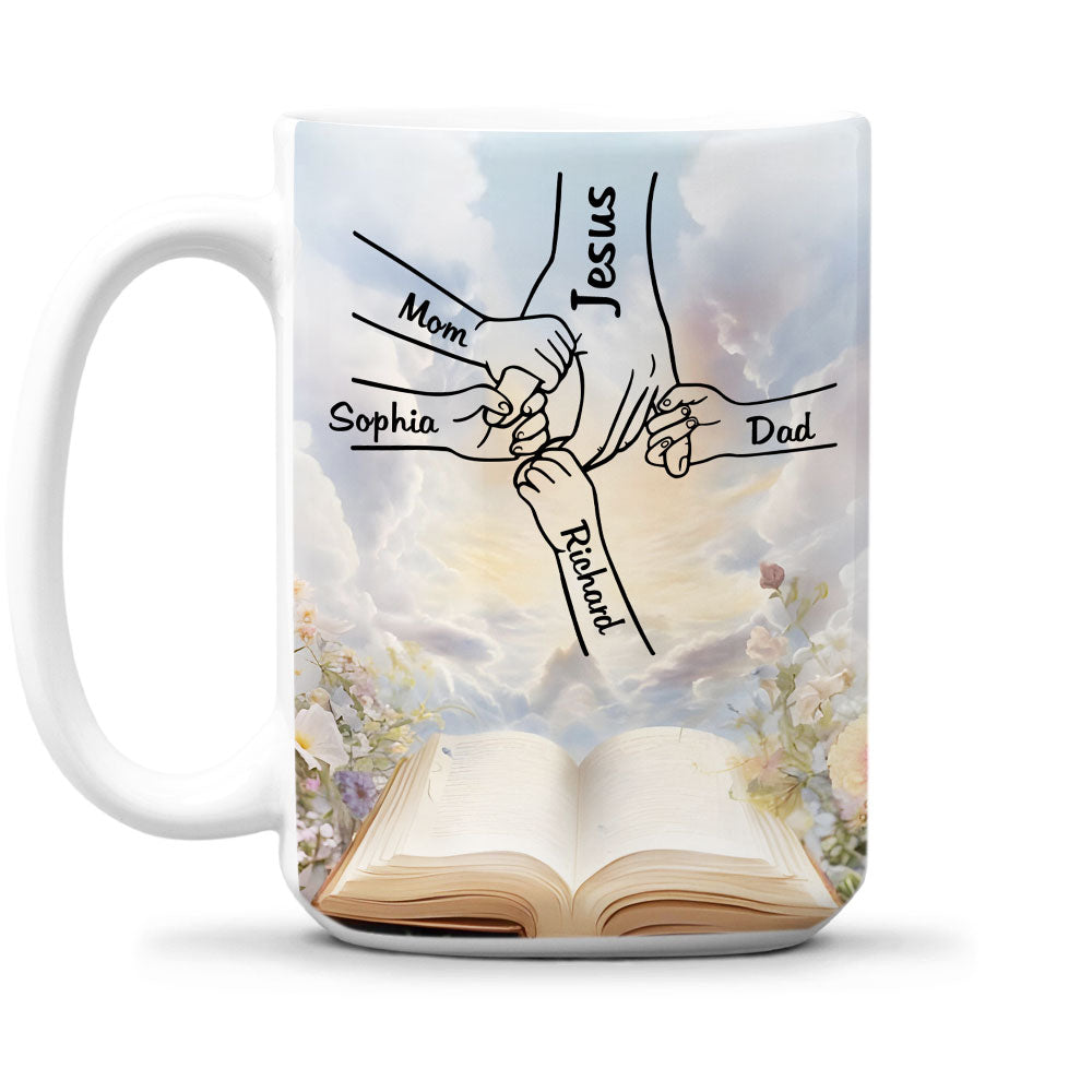 Custom Christmas & Birthday Gift for Mom • God Holds Our Hands - Personalized Coffee Mug