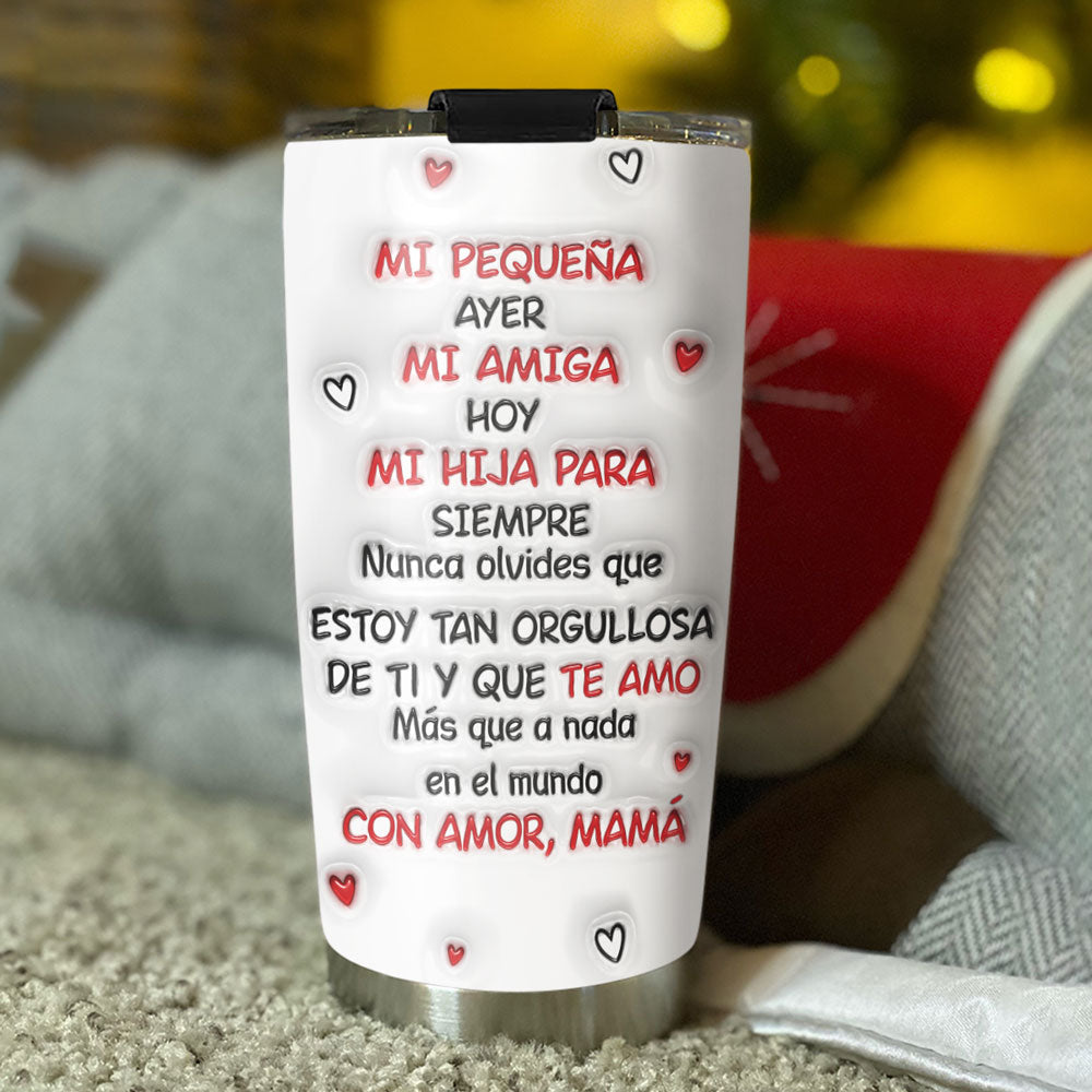 Custom Christmas Birthday Gifts For Daughter • Un Abrazo de Mamá - Vaso 3D Personalizado Efecto Inflado