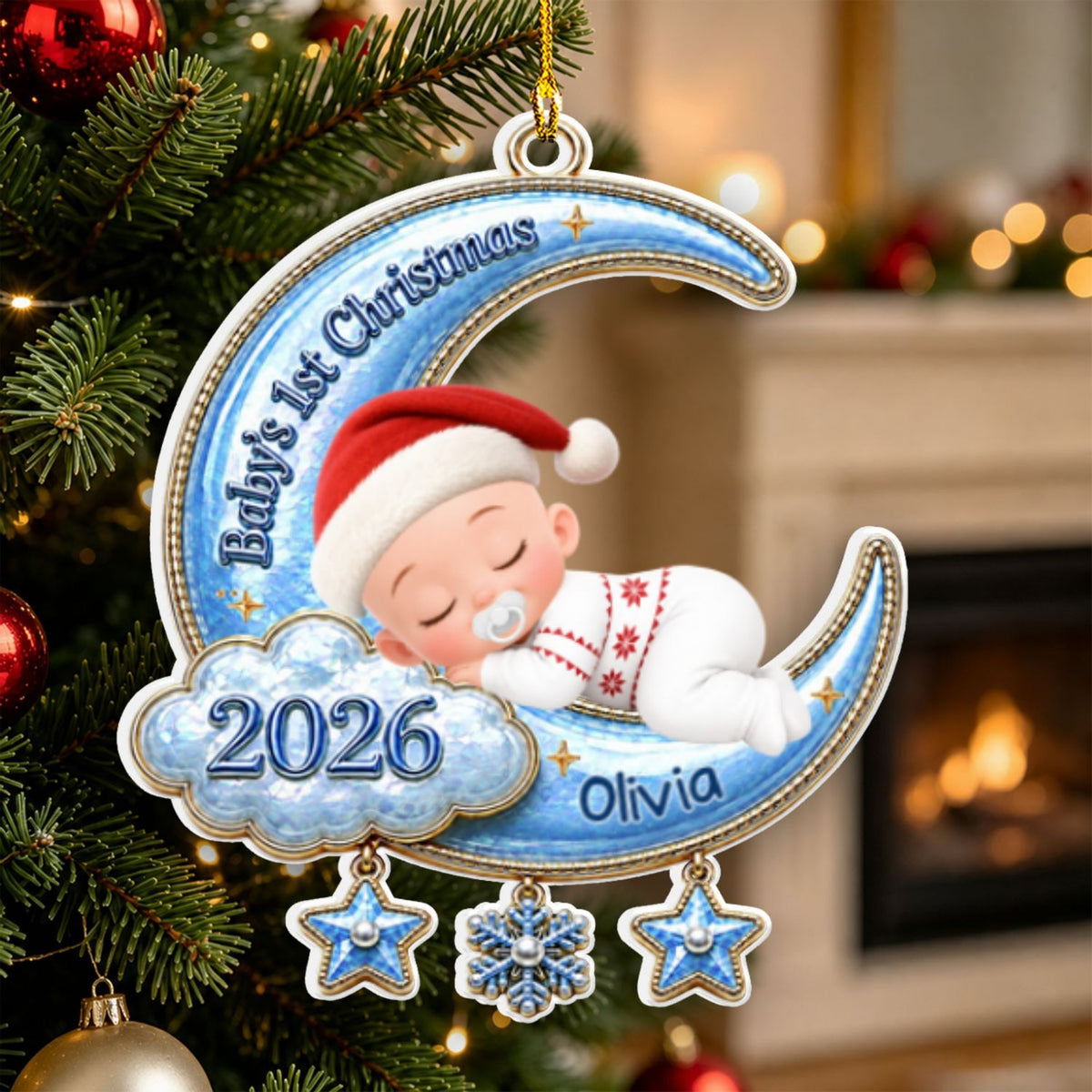 Custom Family First Christmas Ornament •  Our Little Christmas Miracle - Personalized 3D White Acrylic Ornament